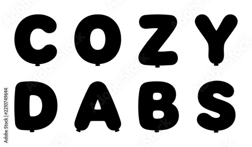COZY DABS text balloons set for celebration, party and event signage