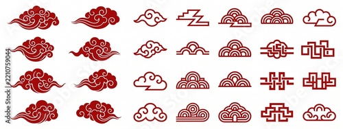 Chinese cloud set, Japanese clouds, asian icon collection