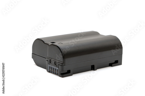 Camera battery. Black on a white background.