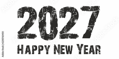 2027 New Year design with Happy New Year lettering – vector illustration