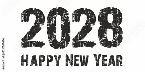 2028 New Year design with Happy New Year lettering – vector illustration