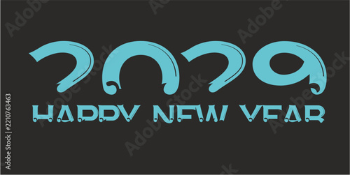 2026 New Year design with Happy New Year lettering – vector illustration