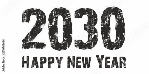 2030 New Year design with Happy New Year lettering – vector illustration