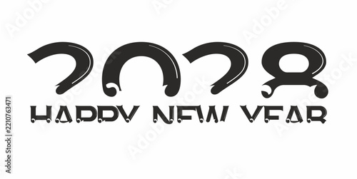 2028 New Year design with Happy New Year lettering – vector illustration