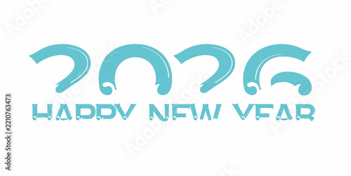 2026 New Year design with Happy New Year lettering – vector illustration