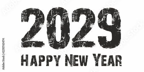 2029 New Year design with Happy New Year lettering – vector illustration