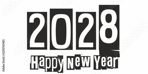 2028 New Year design with Happy New Year lettering – vector illustration