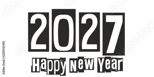 2027 New Year design with Happy New Year lettering – vector illustration
