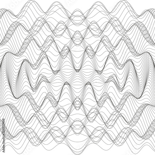 Monochrome dotted zigzag wave graphic texture as cut out PNG