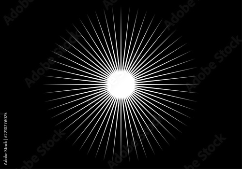 Destello radial blanco sobre fondo negro