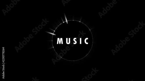 Modern music logo with glowing circular frame on dark background