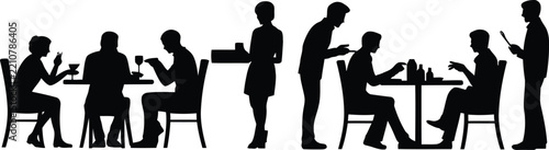 Restaurant Patrons and Waitstaff Silhouette untitled