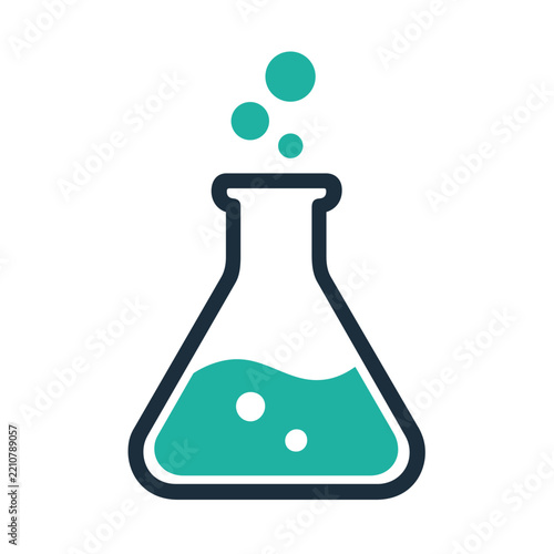 Laboratory Flask with Bubbles Duotone Icon Chemistry Experiment