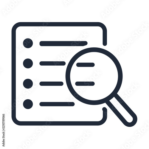 Magnifying Glass over Transaction List Line Icon Financial Audit