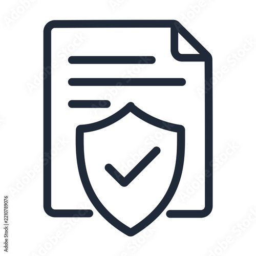 Document with Shield and Check Mark Icon Data Protection