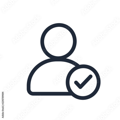 User Profile with Check Badge Line Icon KYC Identity Verification