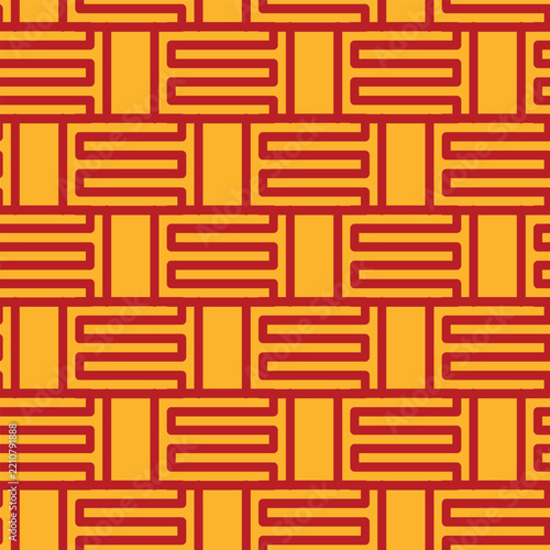 Vibrant geometric pattern in orange and red, perfect for backgrounds or textiles.