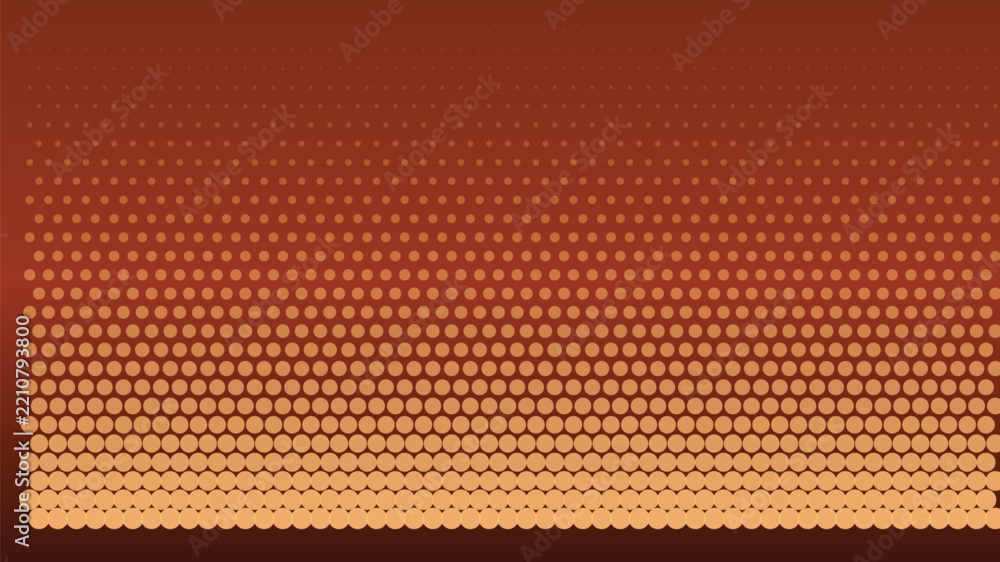 Obraz premium Abstract orange brown gradient halftone dotted matrix horizontal pattern background for technology design