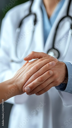 Medical professional providing compassionate support during patient healthcare treatment high resolution picture