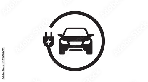 Electric car charging icon vector illustration showing eco friendly transportation and sustainable mobility solutions