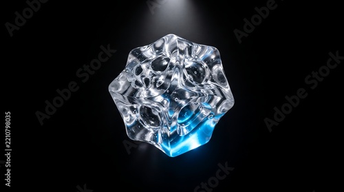 Glass orb with swirling smoke inside on Totally Black Background, Emerald Green floating three-quarter rotation view, Easy Background Removal Product Shot.
