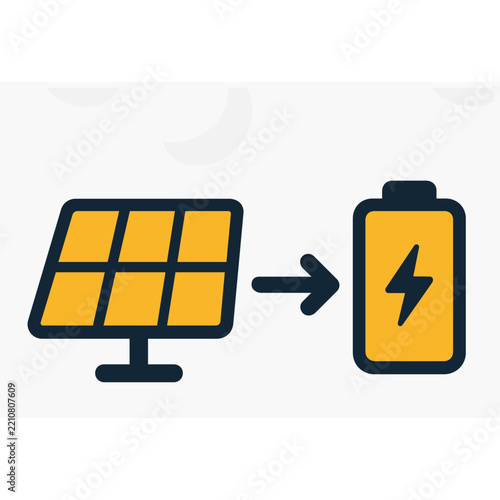 Solar Panel Connected to Battery Duotone Icon Energy Storage