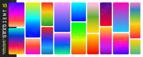 Gradient rainbow set with background color neon and pink colour abstract. Gradation purple modern with blue spectrum swatch and bright vector vibrant.