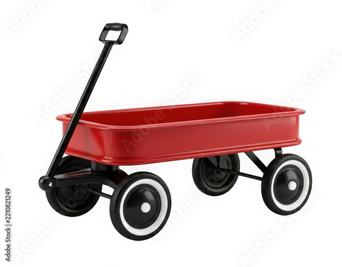 Red toy wagon isolated on transparent background
