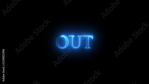 Neon blue glowing out text sign animation on black background, for modern digital, signage and motion word