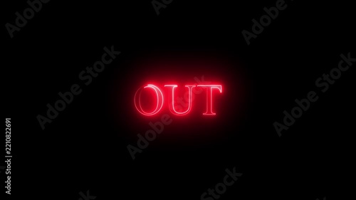 Glowing red neon sign text 