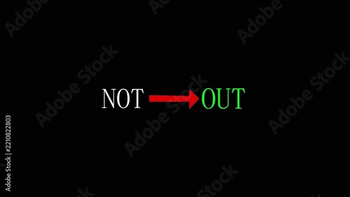 Animated text not to out transition with red arrow on black background, animation motion text typography