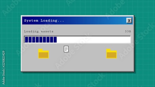Retro 90s Style Computer System Loading Bar Progress Window