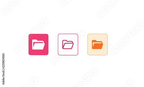 Modern File Folder Icon Set with Pink and Orange Color Variations