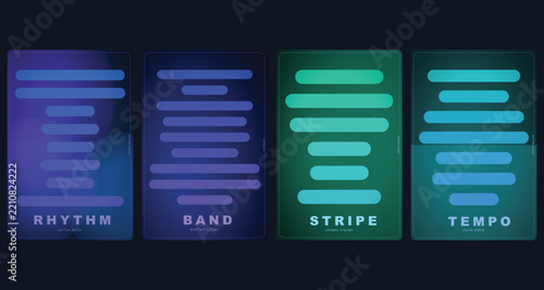 Modern Neon Abstract Poster Templates Set, Glowing Soundwave Line Banner Vectors, Futuristic Music Event Cards Layout