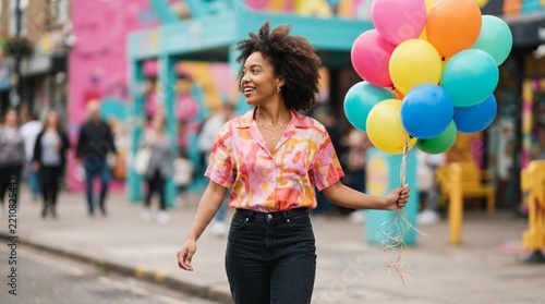 young woman with balloons
