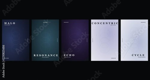 Minimalist poster design set, modern gradient vertical cover templates, geometric abstract art layout for print and digital media