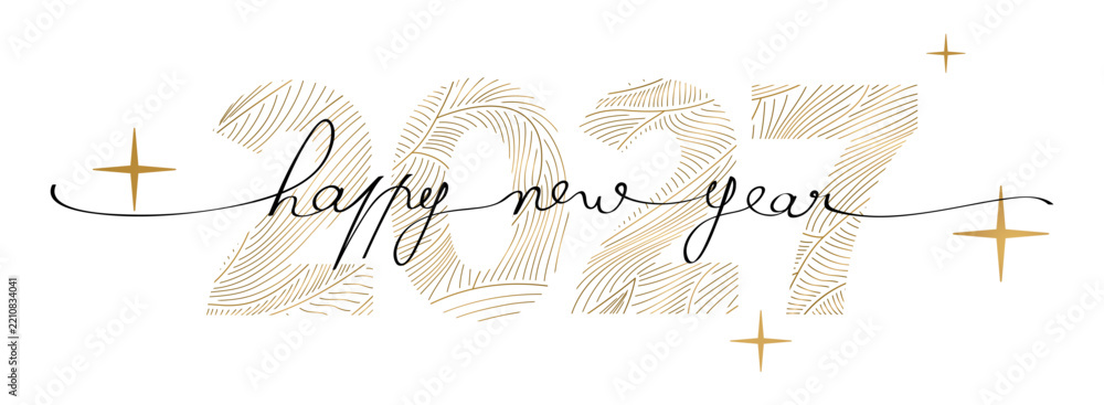 Obraz premium BONNE ANNÉE 2027 LIGNE CONTINUE