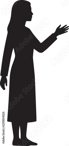 Standing woman with cane silhouette vector
