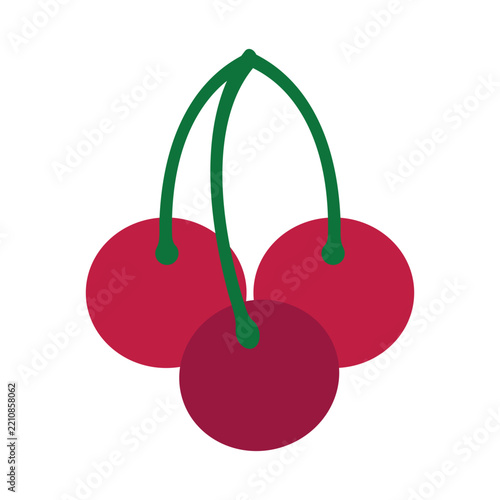 Ripe cherries vector element. White background.
