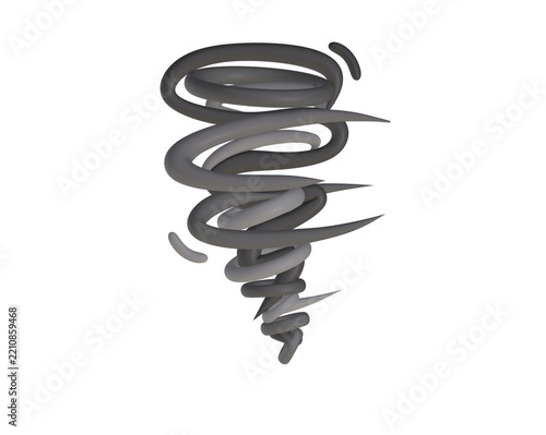 3D Tornado Storm Icon Cute soft clay style illustration of gray tornado funnel minimal weather symbol perfect for apps web warning signs