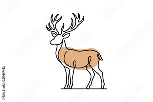 Deer illustration in vector line art drawing style