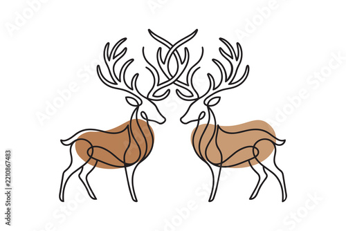 Deer illustration in vector line art drawing style