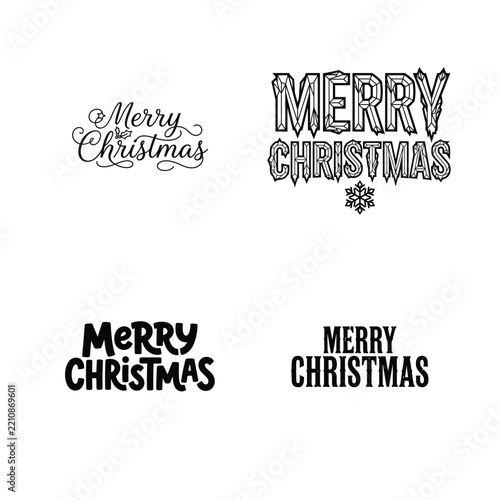 A collection of four unique 'merry christmas' typographic designs with a vintage hand drawn aesthetic