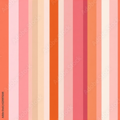 Seamless vertical stripes pattern featuring bright retro colors of pink, coral, peach, and cream, evenly spaced lines in a minimal flat design textile background