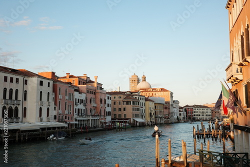 Historic Buildings along the Grand Canal in Venice Italy