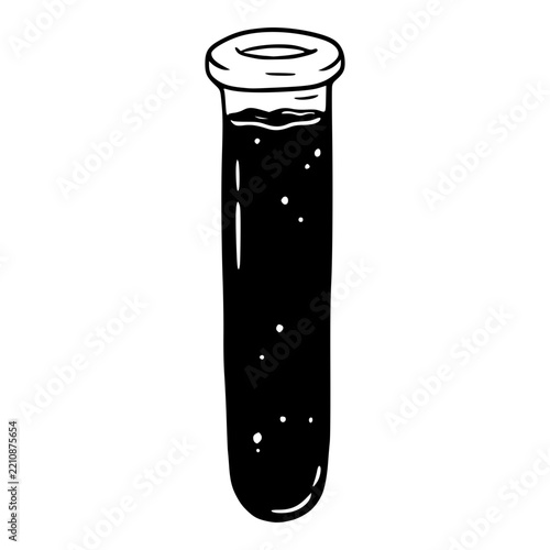 laboratory tube flask filled liquid hand drawn illustration