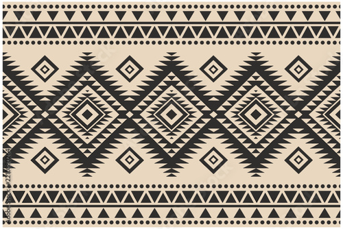 Seamless tribal ethnic pattern with geometric shapes and native american inspired textile design for fashion prints