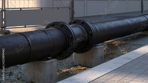 Bolted Flange Connection on a Supported Industrial Pipe