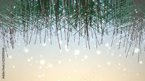 Festive Hanging Christmas Ornaments with Frosted Pine Branches 4K