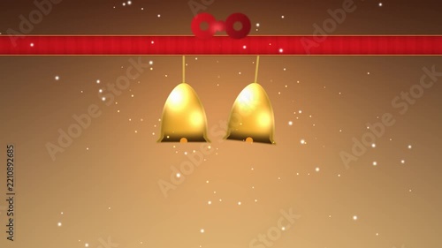 Golden Christmas Bells with Red Velvet Ribbon 4K